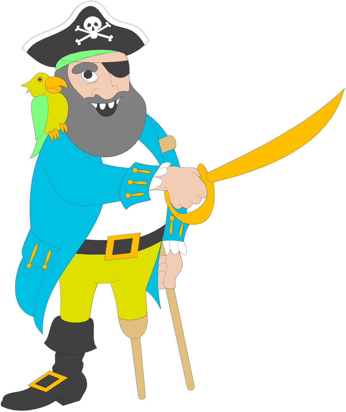 a pirate with a sword and a hat clip art png transparent Pirate Clipart with Sword and Hat – Adventure Awaits!