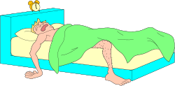 Person Laying on Bed with Green Blanket - Cozy Clipart Scene