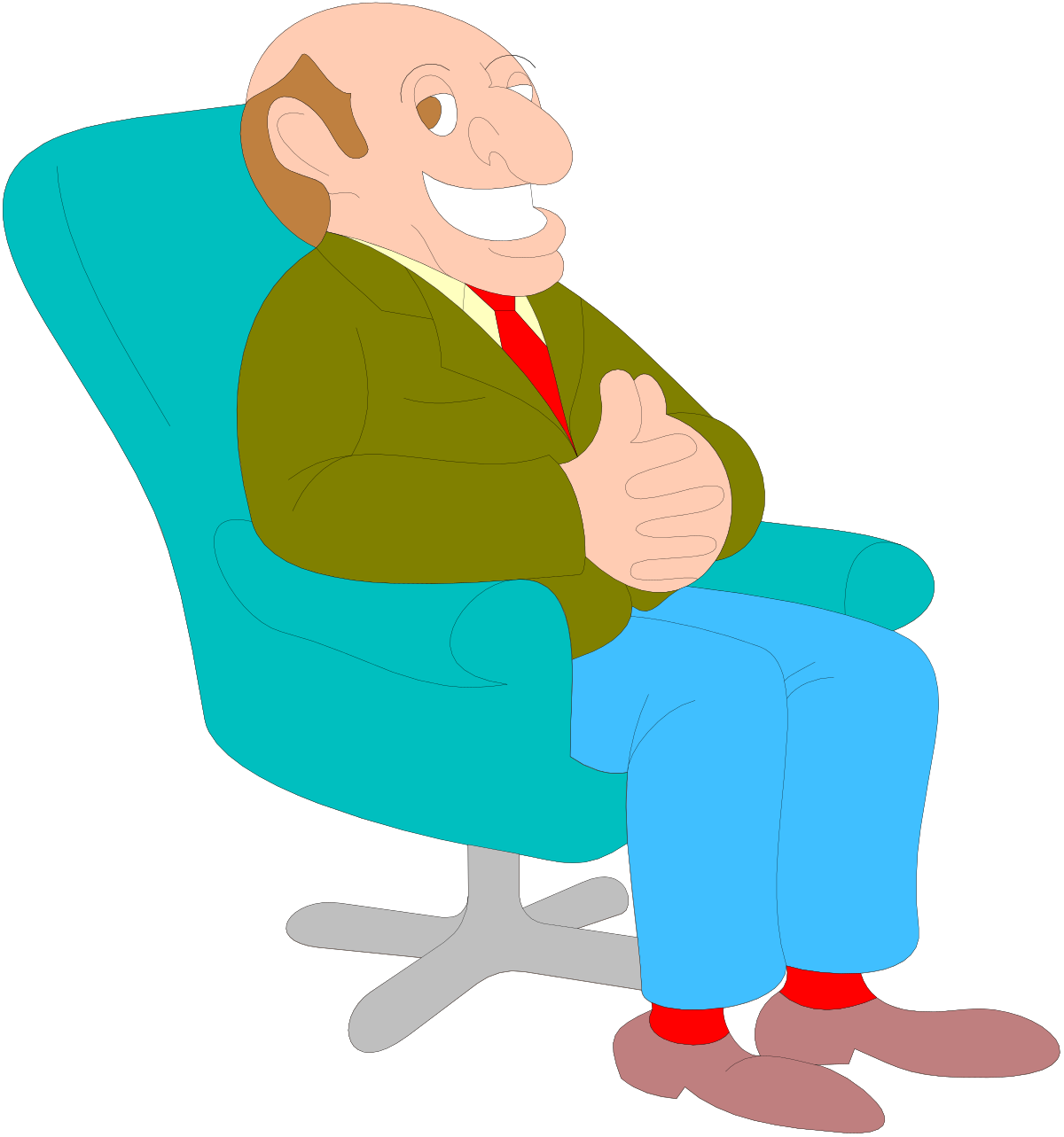 Man Sitting in a Chair with Crossed Feet Clipart - Relaxed and Comfortable Scene