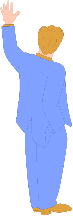 Businessman in Blue Suit Pointing Clipart - Professional Representation