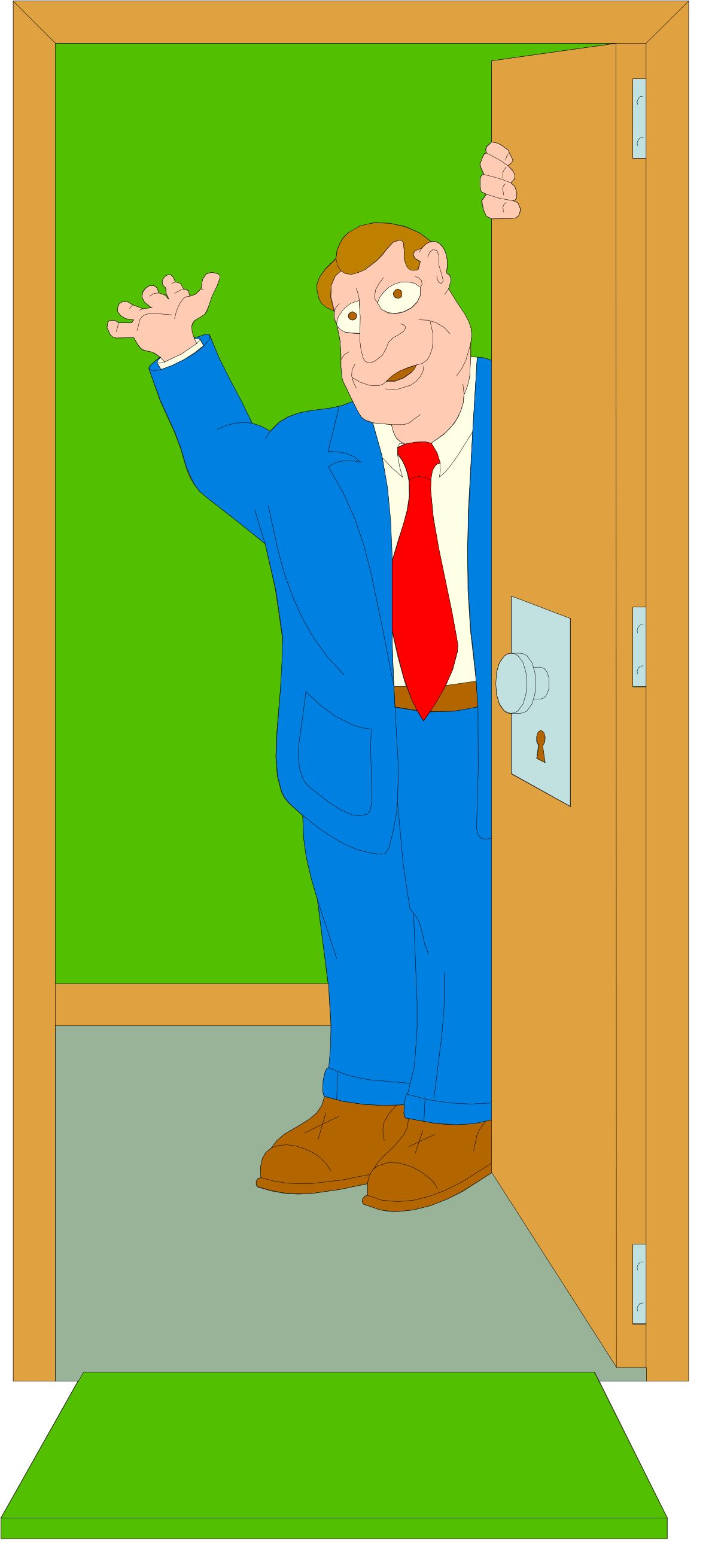 Cartoon Man in Blue Suit and Red Tie Clipart for Business Illustrations