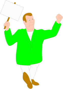 Man in Green Jacket Holding Sign Clipart - Perfect for Your Creative Projects