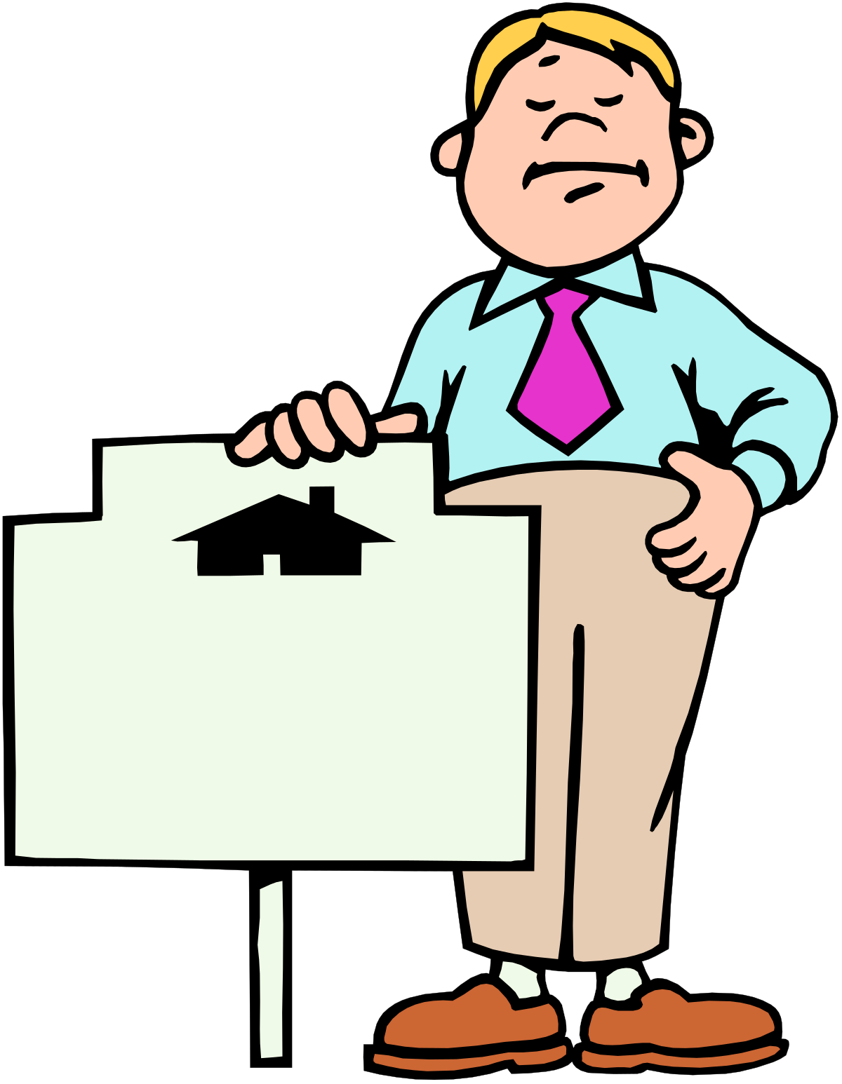 House Background Sign Holder Clipart - Man with Signage