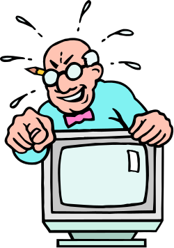 Man with Glasses and Bow Tie Watching TV Clipart
