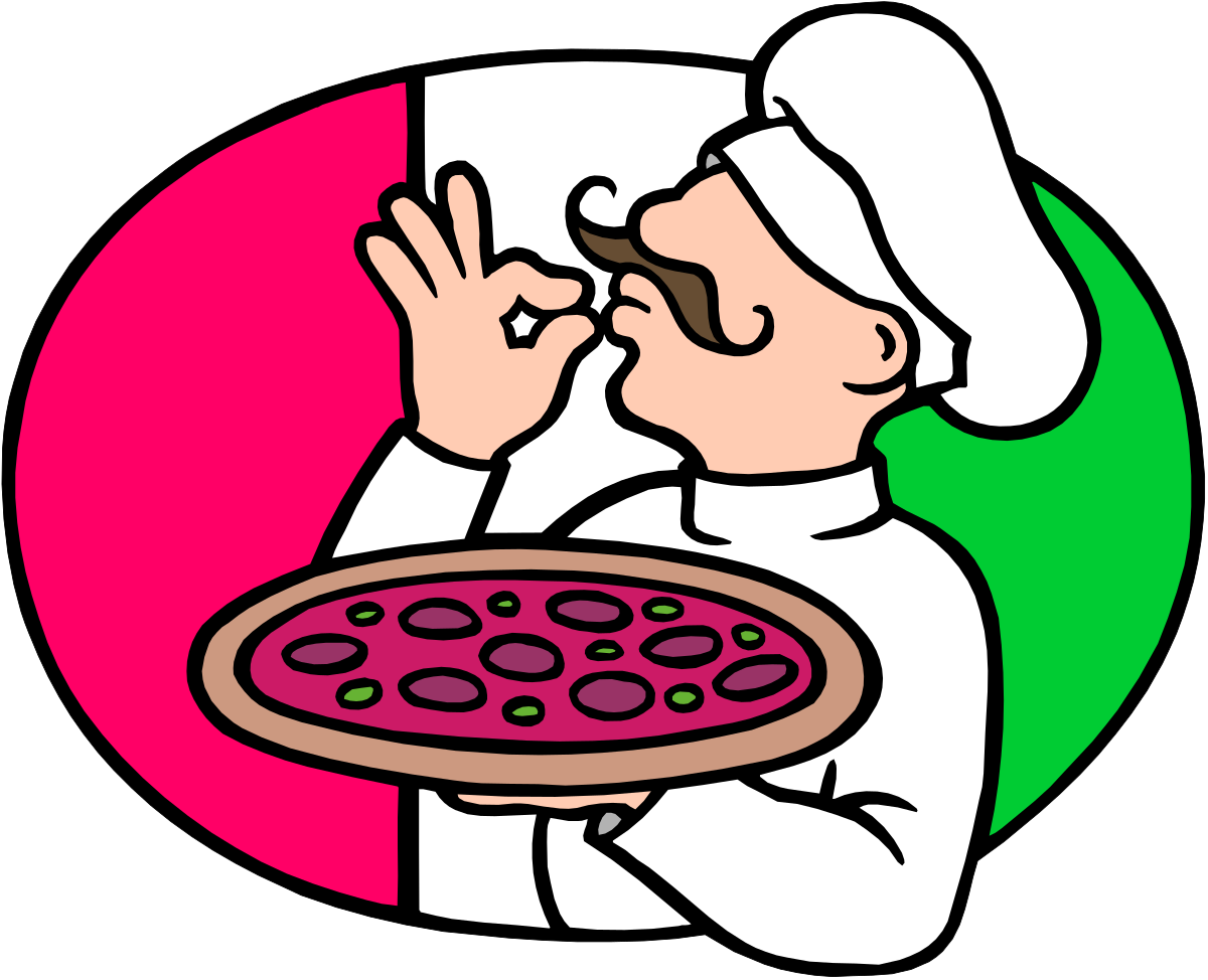 Chef Holding Pizza on Plate Clipart - Delicious Culinary Art