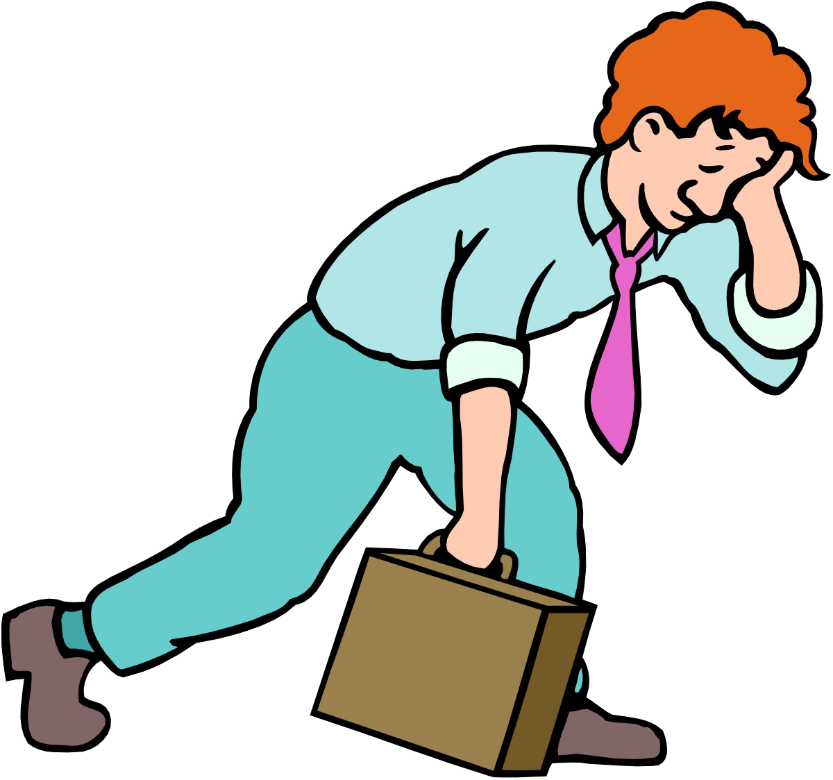 Businessman in Suit and Tie with Briefcase Clipart