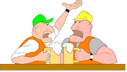 Two Men Drinking Beer at a Table Clipart - Lively Social Scene