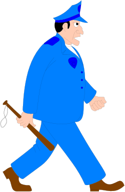 Man in Blue Suit and Hat with Baseball Bat Clipart