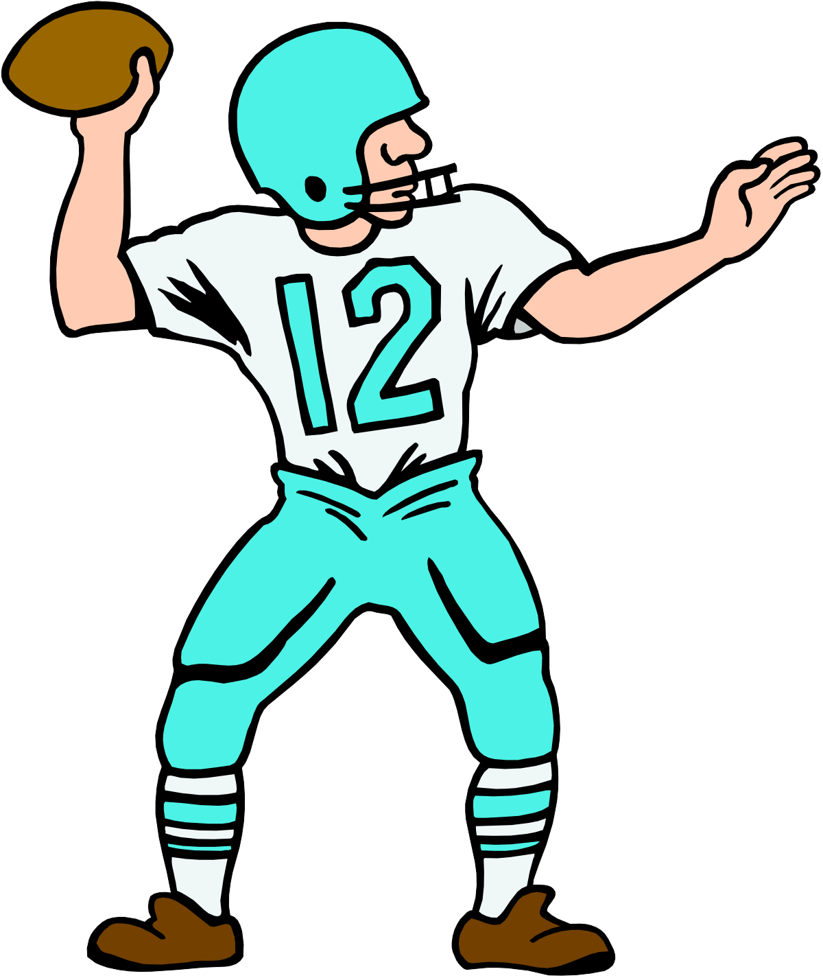 Football Player Throwing Ball Clipart - Dynamic Sports Vector Art