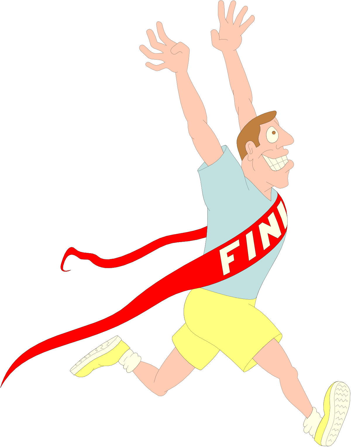 a man in a blue shirt is running with a red ribbon clip art png transparent Running Man in Blue Shirt with Red Ribbon Clipart