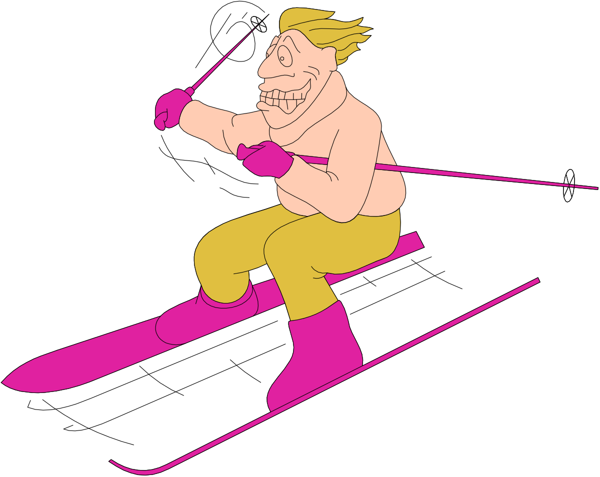 Skiing Man Downhill Clipart: Dynamic Winter Sports Illustration