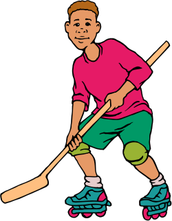 Hockey Clipart: Boy in Pink Shirt and Green Shorts Playing Exciting Game