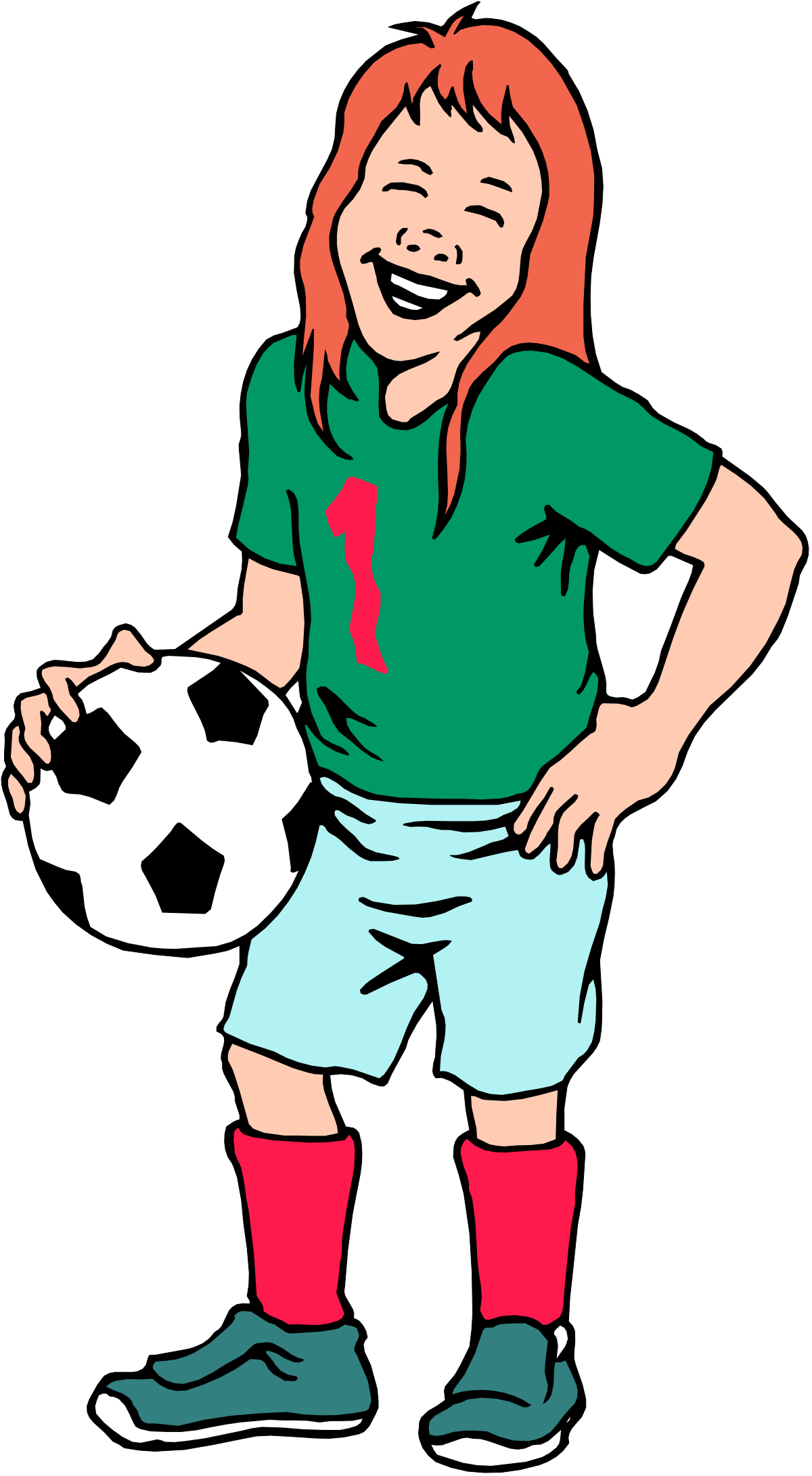 a girl in a green shirt holding a soccer ball clip art png transparent Girl Holding Soccer Ball in Green Shirt Clipart