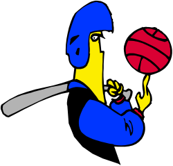 Baseball Icon: Man with Bat and Ball Clipart