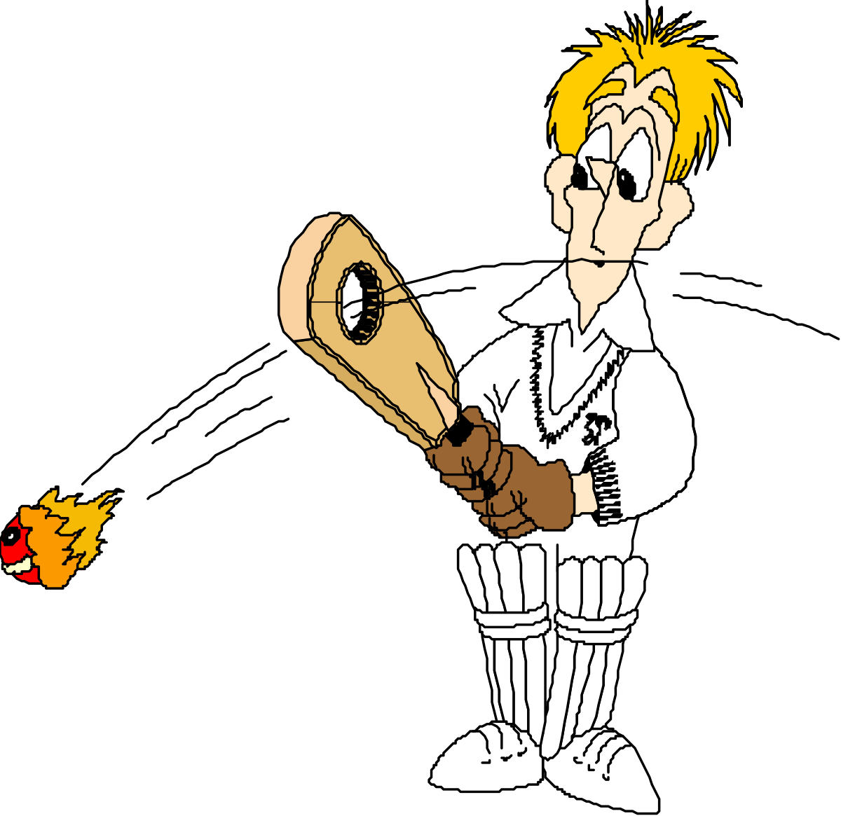 a cartoon character holding a bat and a fire clip art png transparent Cartoon Character Holding Bat and Fire Clipart