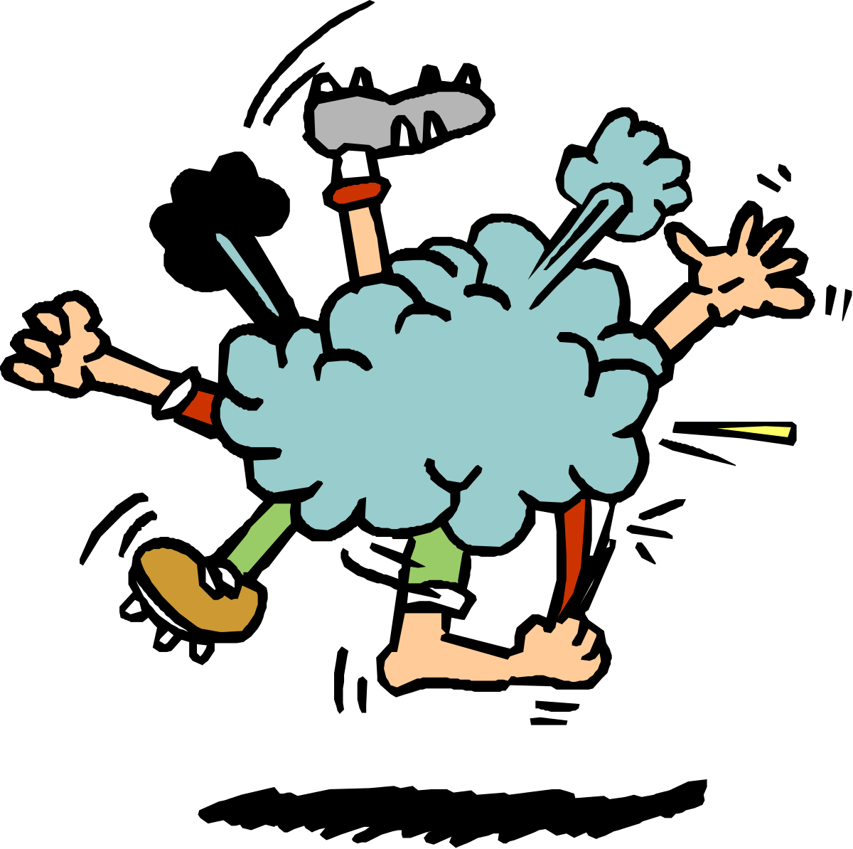 Cartoon Character Clipart: Playful Big-Headed Figure with Arms