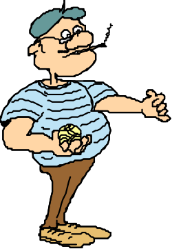 Man in Blue Shirt and Brown Pants Clipart - Versatile Vector Graphic