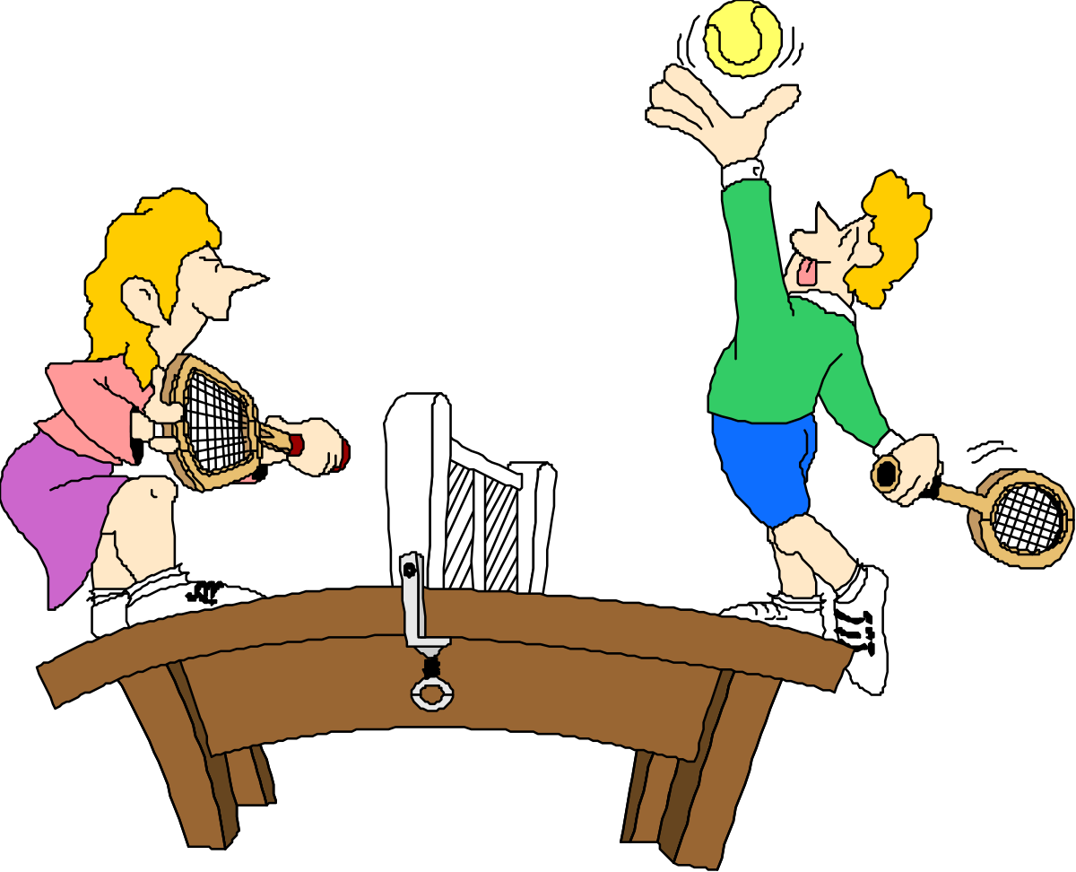 Tennis Players Clipart: Two Enthusiastic Athletes at the Table