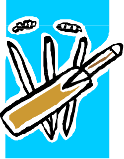 Blue and Yellow Logo Featuring a Man with Baseball Bat