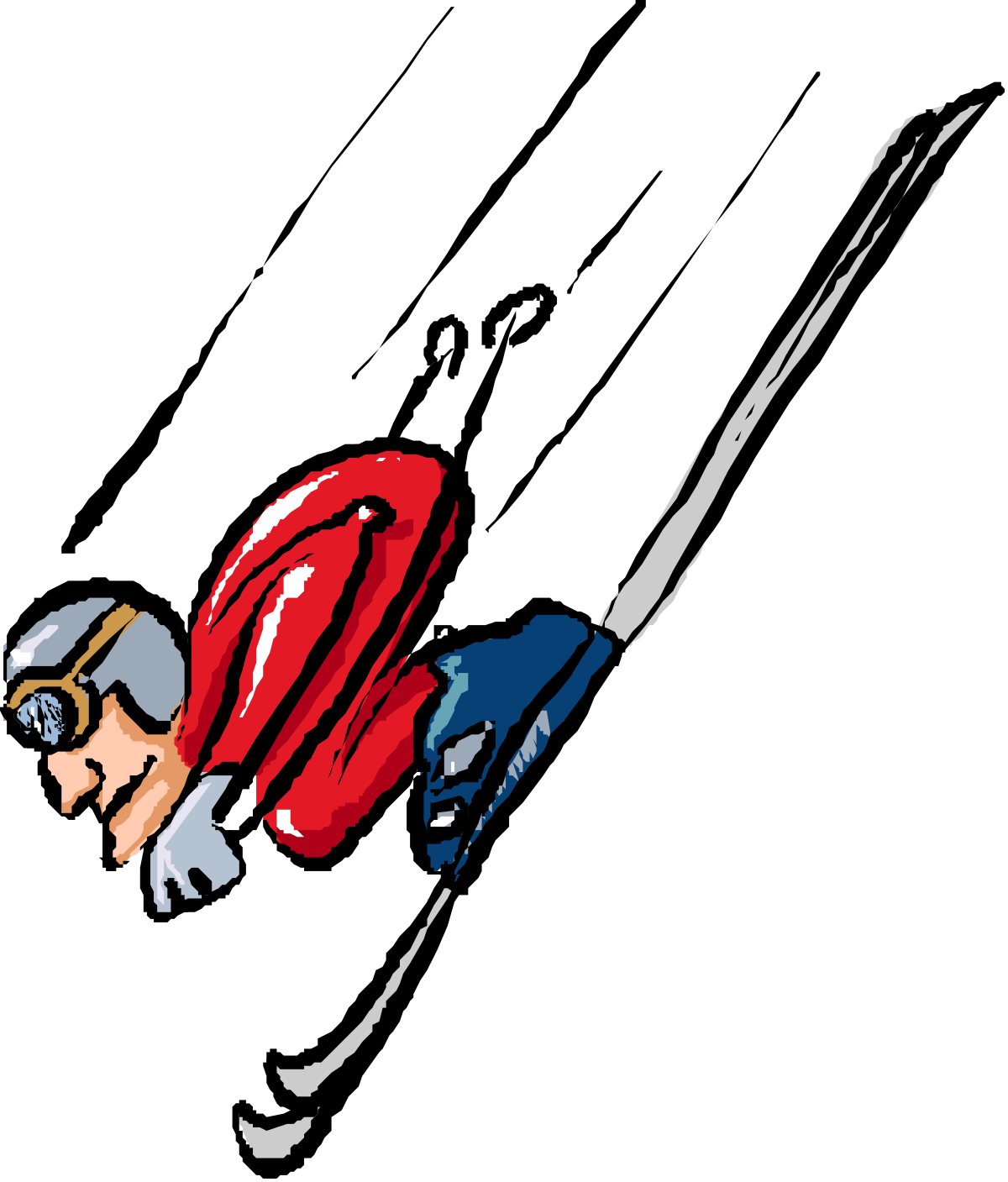 a skier is skiing down a slope clip art png transparent Skier Skiing Down a Slope Clipart for Winter Sports