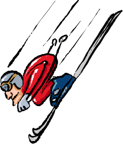 Skier Skiing Down a Slope Clipart for Winter Sports