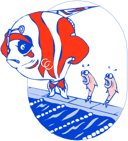 Fish with a Man on a Boat Clipart - Vibrant Marine Adventure Scenes