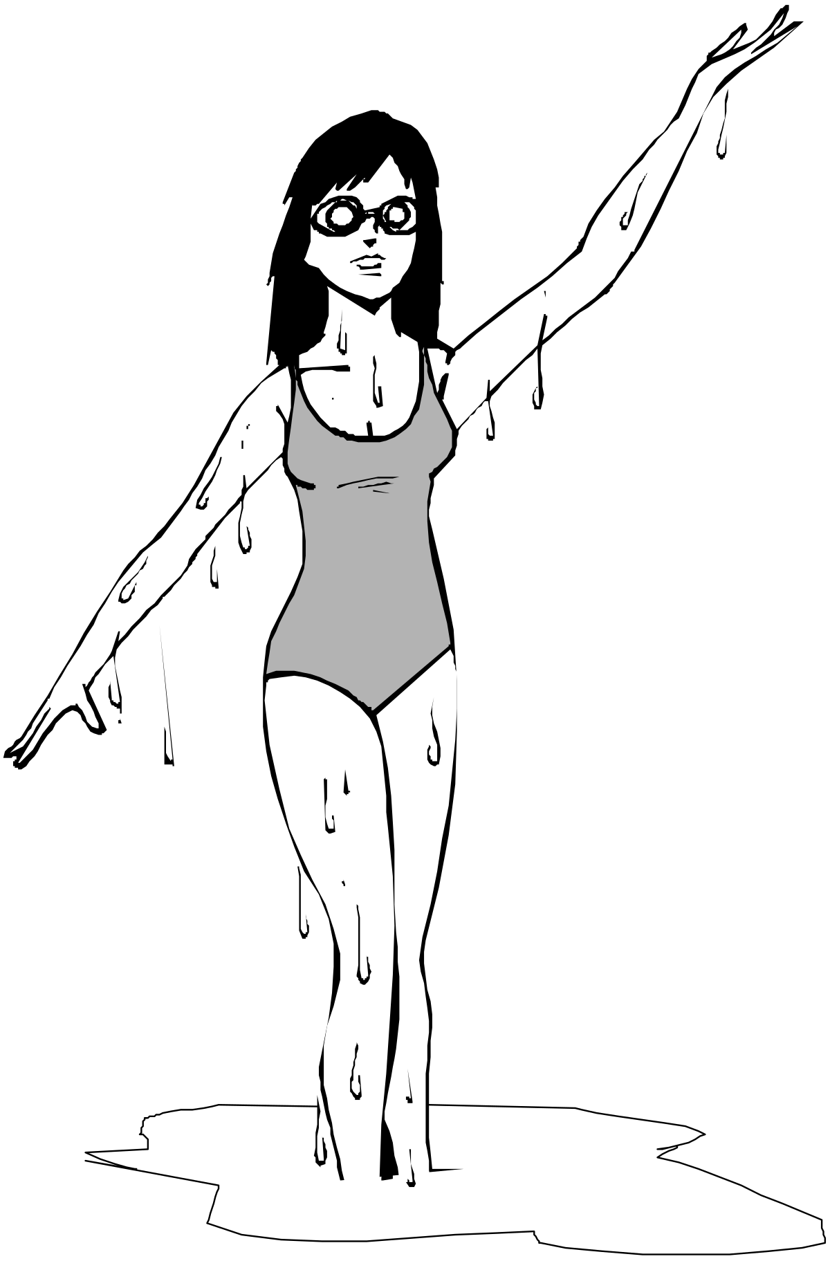 a woman in a bathing suit and goggles clip art png transparent Woman in Bathing Suit and Goggles Clipart - Perfect for Summer Themes