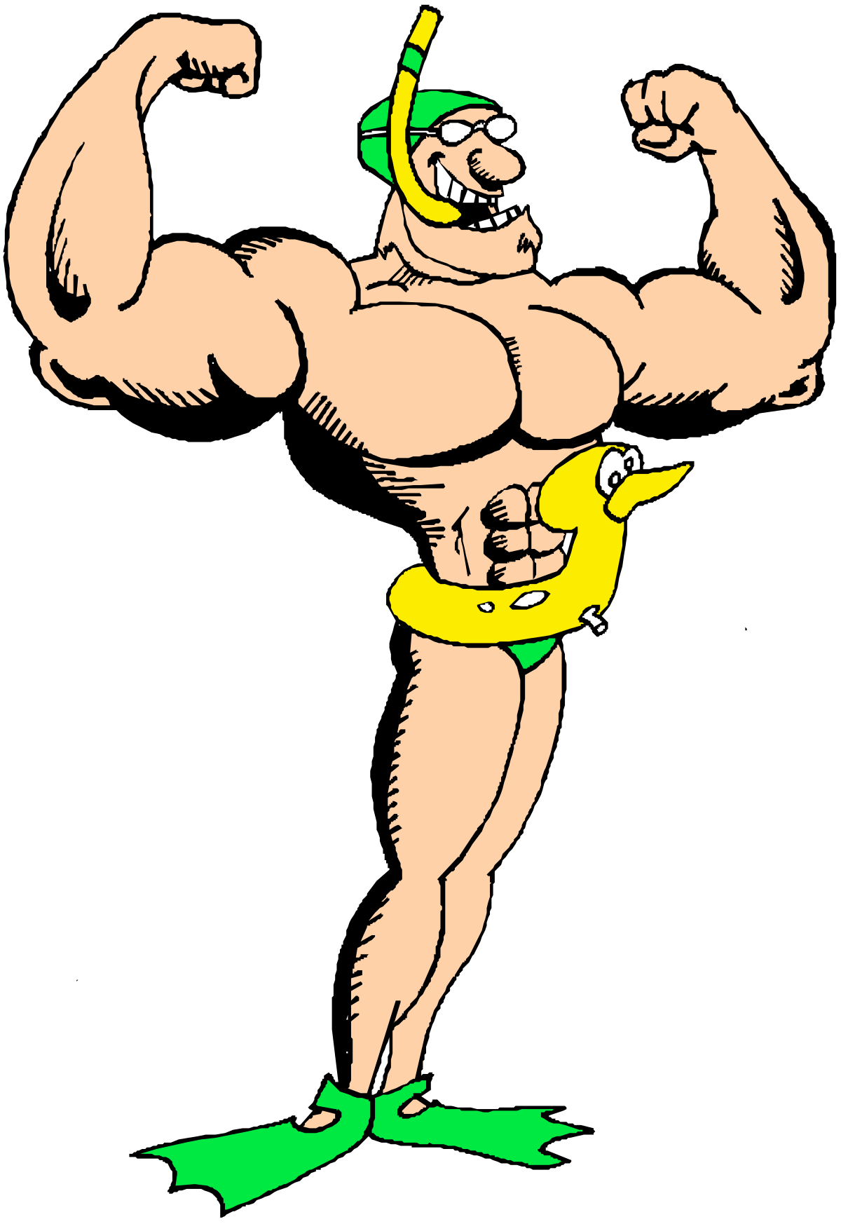 Cartoon Character with Big Biceps - Strong and Playful Clipart