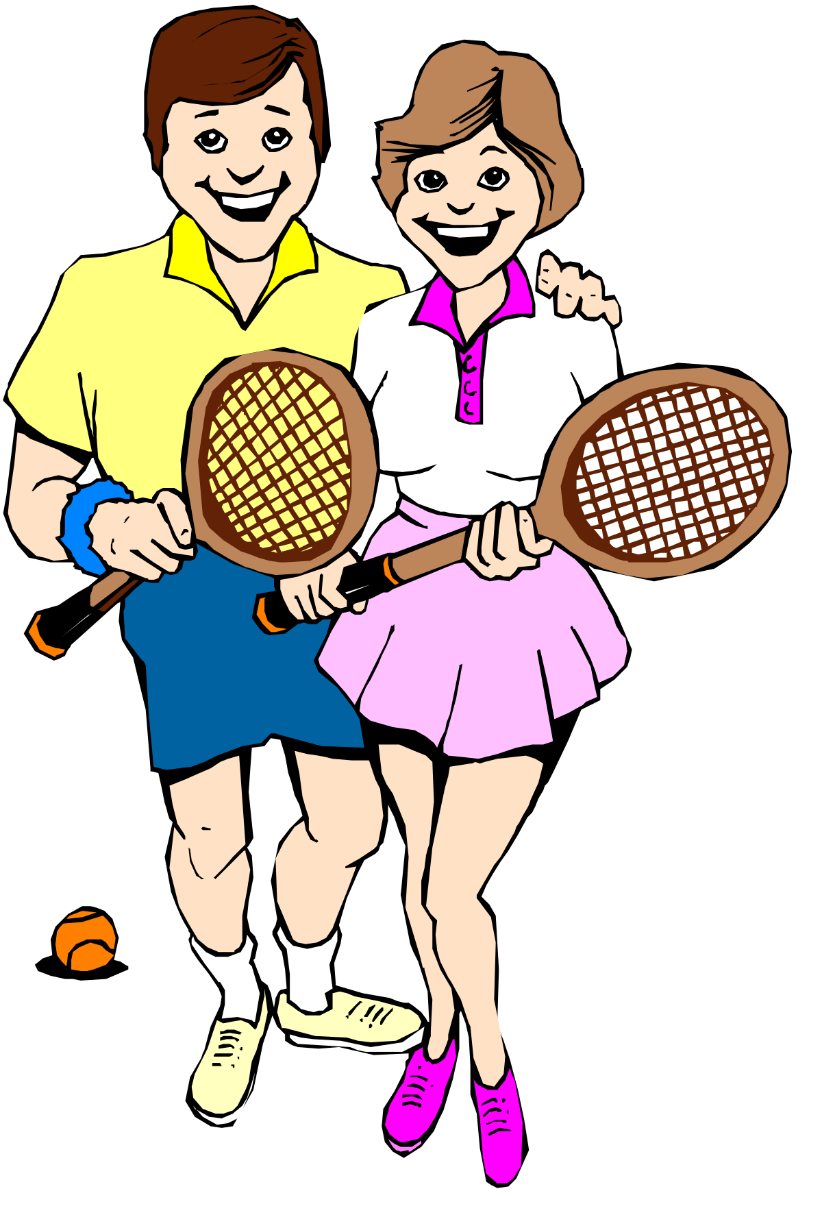 a couple holding tennis rackets clip art png transparent Couple Holding Tennis Rackets Clipart - Dynamic Sports Illustration