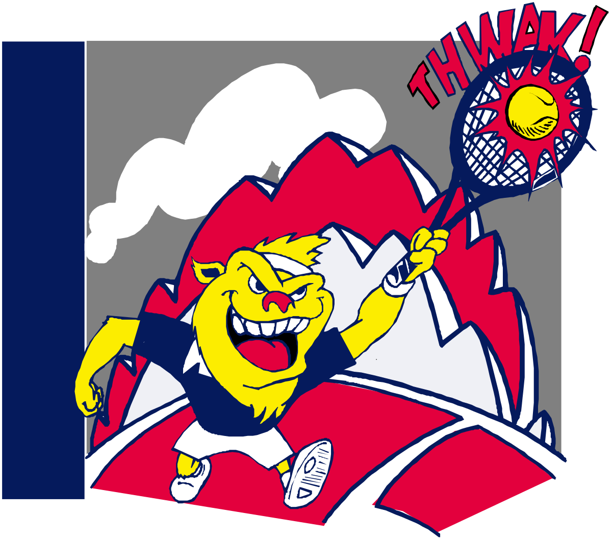 Cartoon Character Holding Tennis Racket Clipart