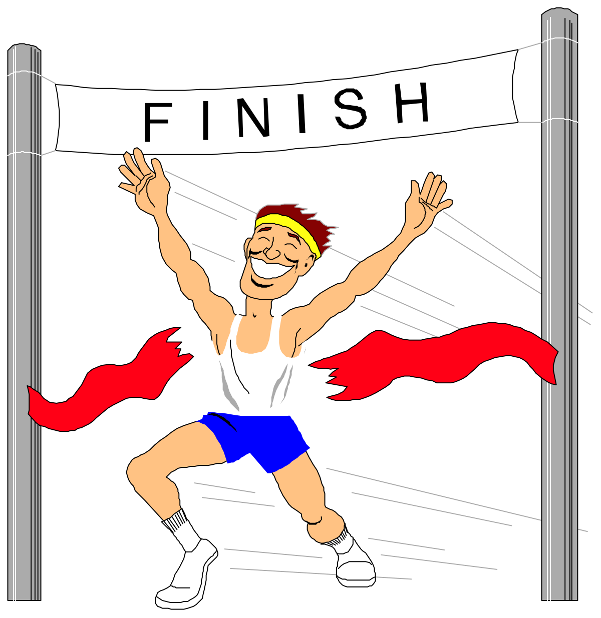 a man is running in a race with a finish flag clip art png transparent Race Finish Flag Clipart Featuring a Man Running