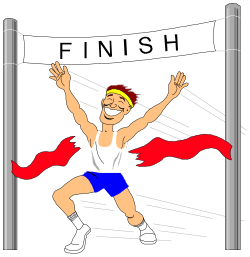 Race Finish Flag Clipart Featuring a Man Running