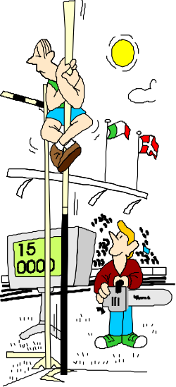 Cartoon Character Standing on a Pole Clipart - Playful Scenes for Creative Projects