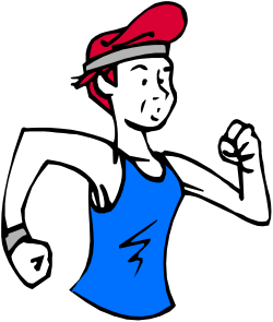 Woman Running in Blue Tank Top - Energetic Clipart