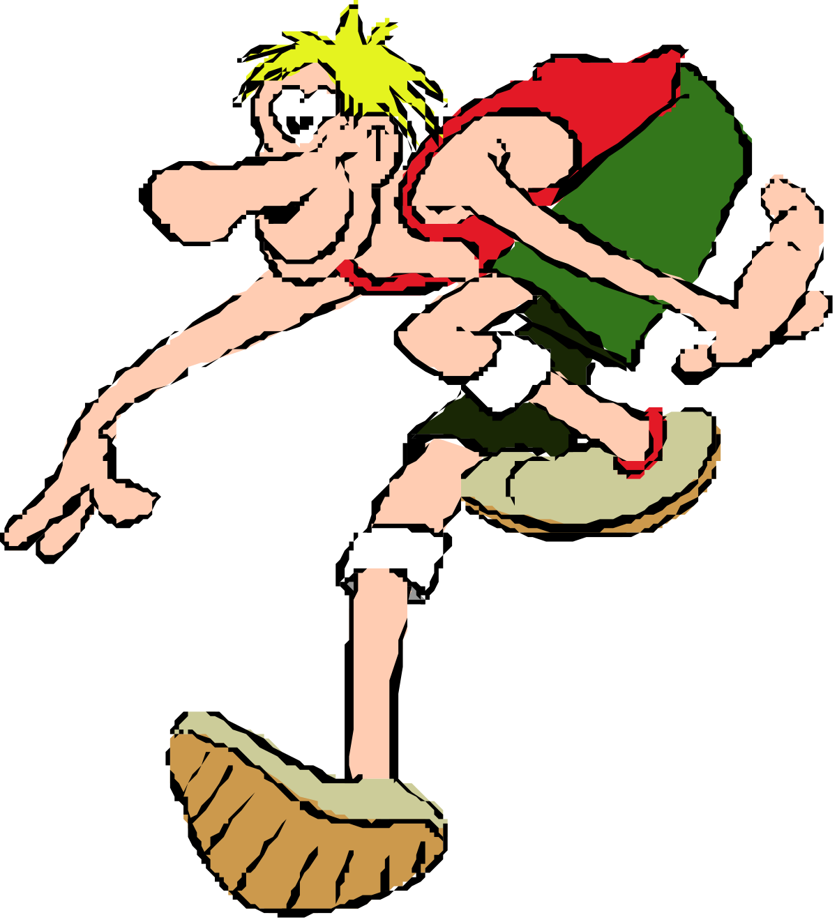 a cartoon character with a green shirt and red shorts clip art png transparent Cartoon Character Clipart: Playful Figure in Green Shirt and Red Shorts