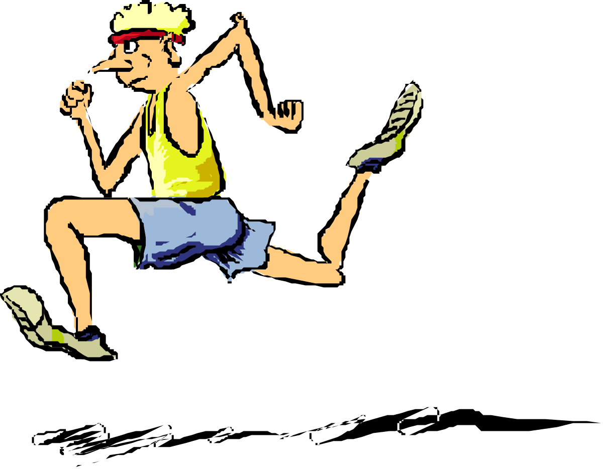 a man running in a yellow shirt and blue shorts clip art png transparent Dynamic Man Running in Yellow Shirt and Blue Shorts Clipart