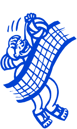 Blue and White Cartoon Character Holding a Tennis Ball Clipart