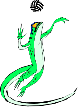Green Lizard Holding Volleyball - Fun Clipart for Sports
