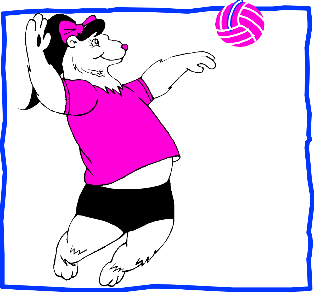 Cartoon Bear Playing Volleyball Clipart for Fun Designs