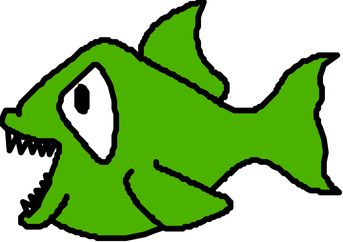 Vibrant Green Fish on Black Background Clipart