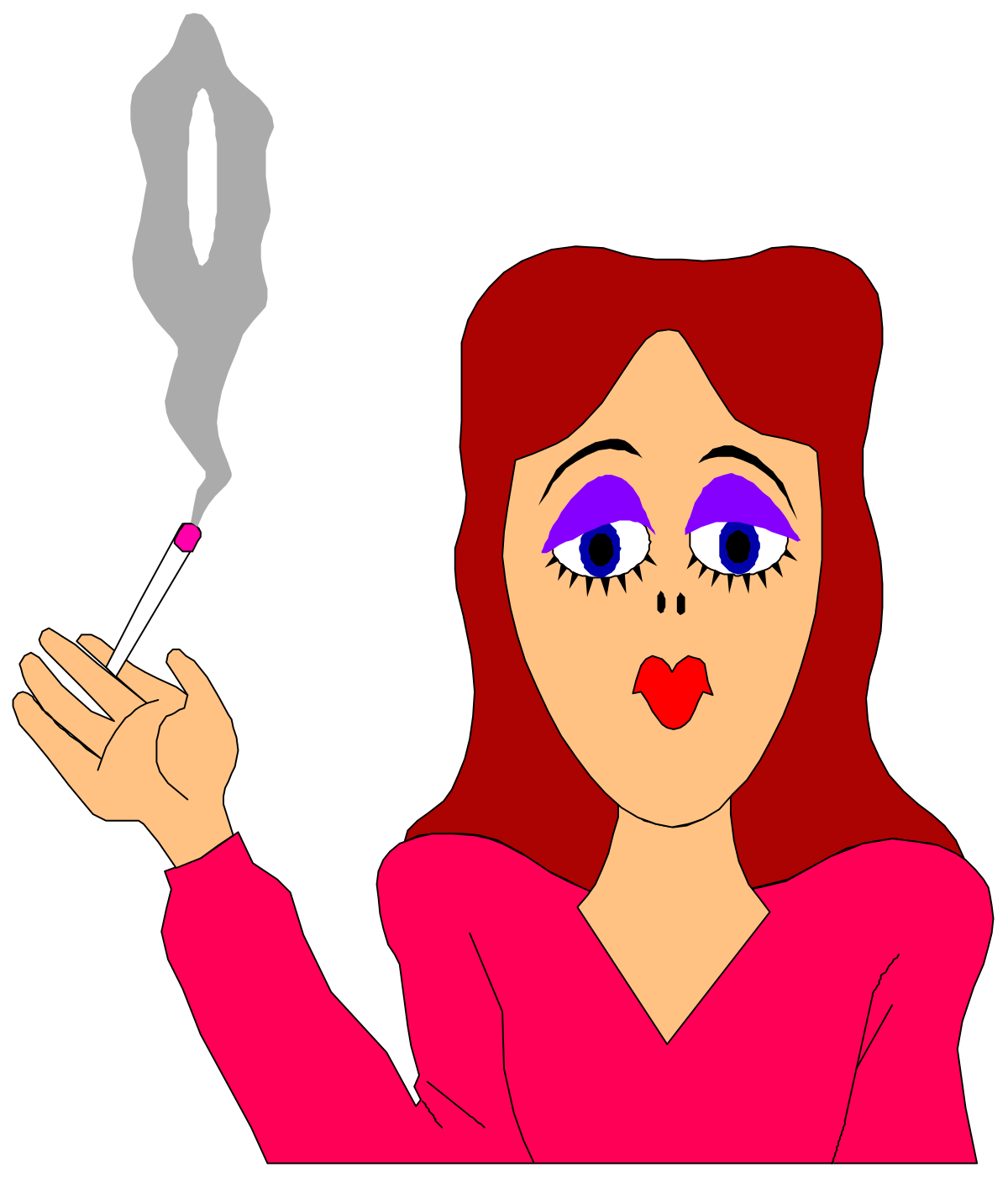Woman with Cigarette Clipart - Stylish and Sophisticated Illustration