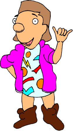 Cartoon Character in Pink Jacket and Tie Clipart