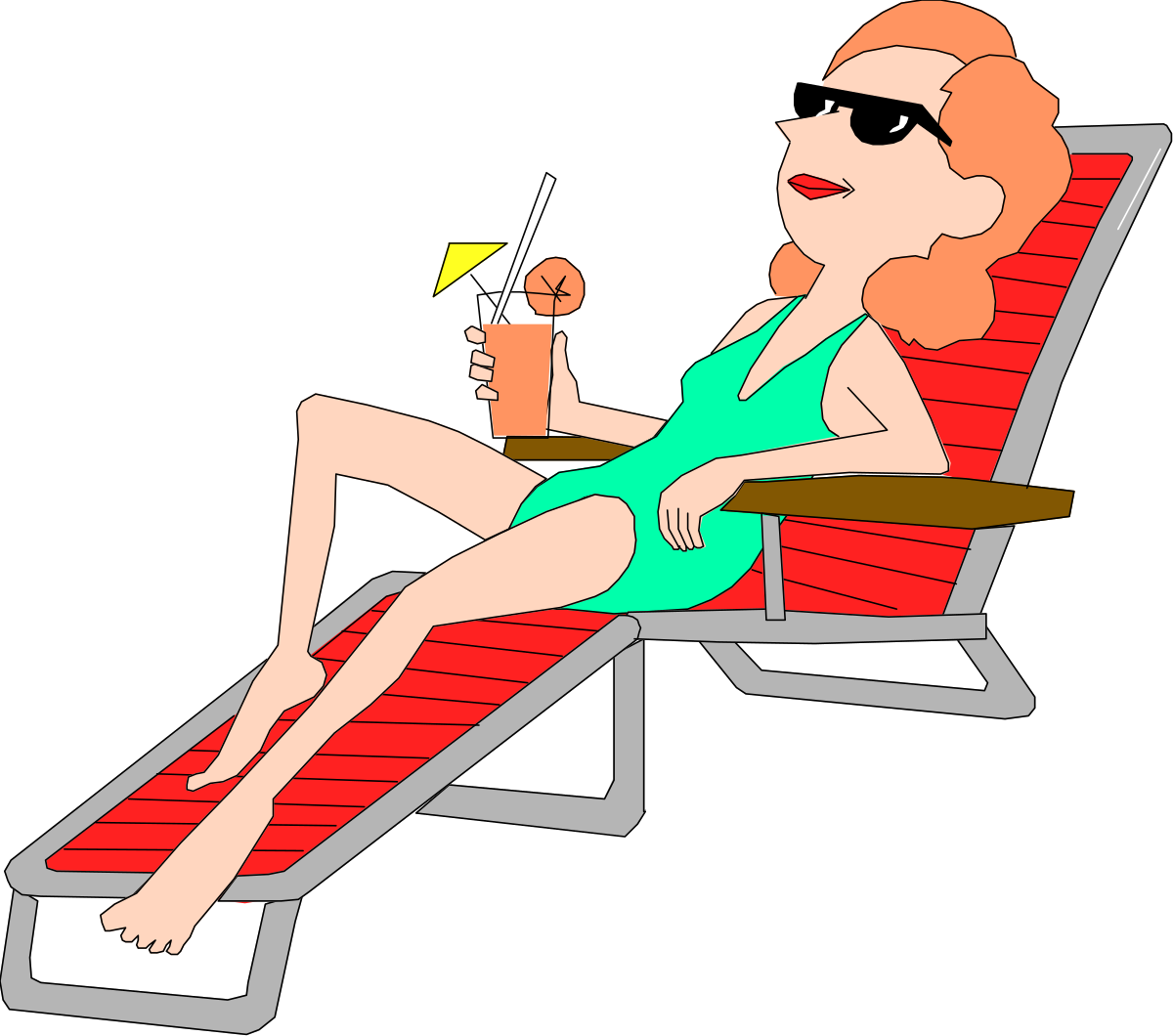 Beach Chair Woman with Drink Clipart - Relaxation and Summer Vibes