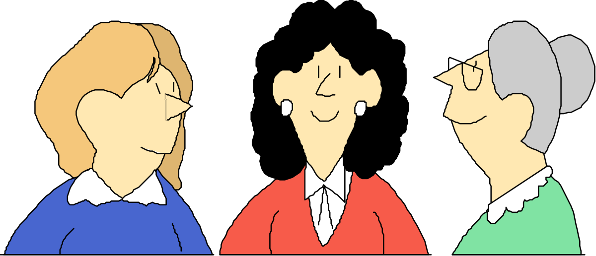 three people with different colored hair clip art png transparent Vibrant Clipart of Three People with Unique Hair Colors