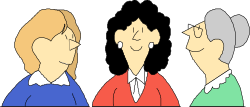 Vibrant Clipart of Three People with Unique Hair Colors