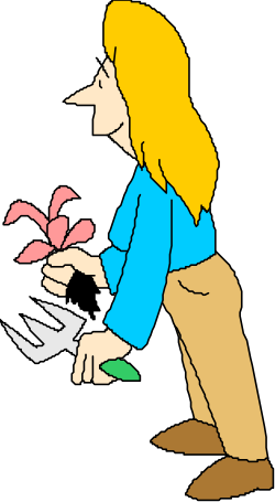 Flower Picking Woman Clipart - Kneeling Gardener in Nature