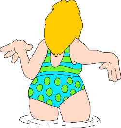 Cartoon Girl in Bathing Suit - Fun Summer Clipart
