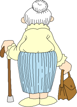 Old Woman with Cane Clipart - Vintage Character Illustration