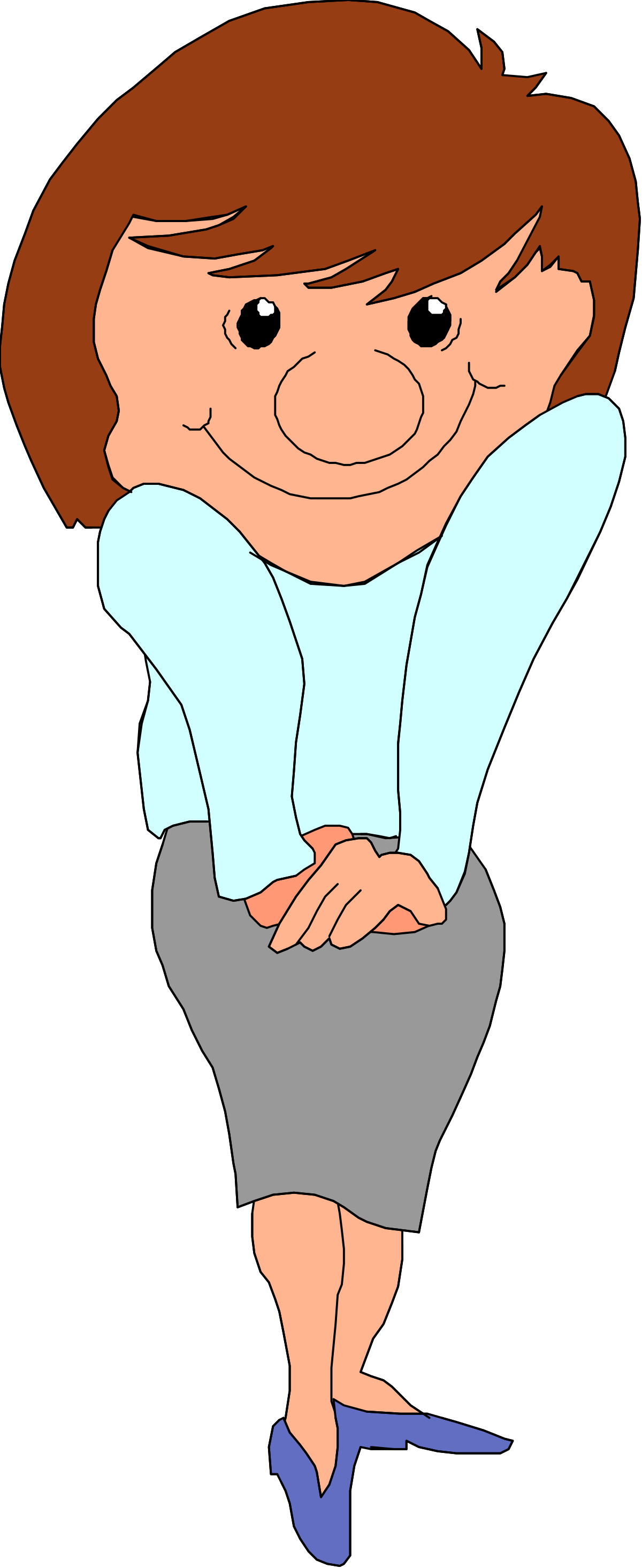 Woman Sitting Down with Hands on Knees - Clipart Collection