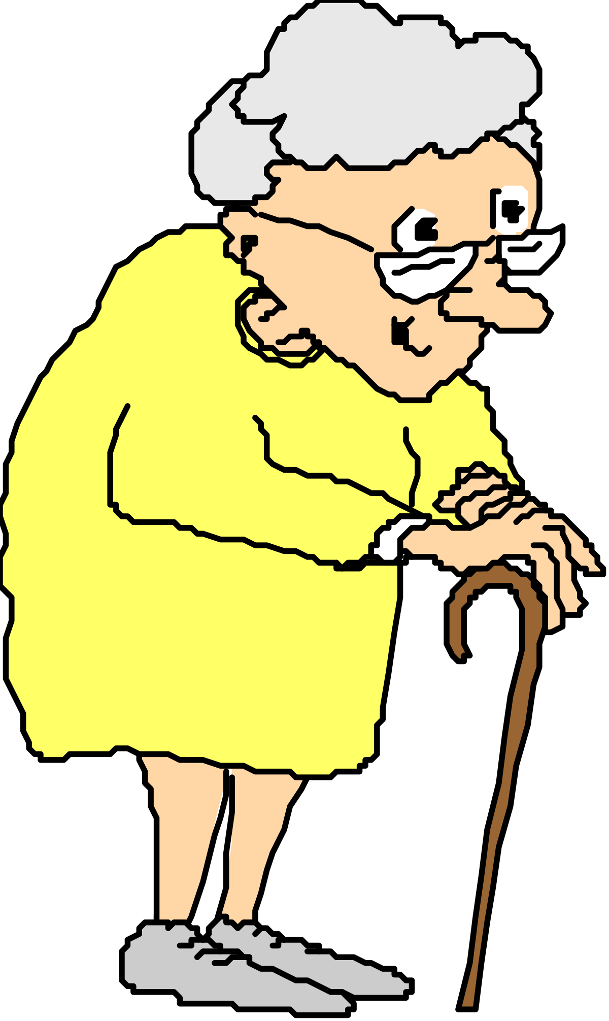 an old woman with a cane clip art png transparent Old Woman with Cane Clipart - Vintage Style Illustration